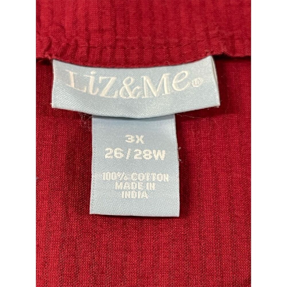 Liz & Me Women's Plus 3X Red Embellished Tunic Top V-Neck Long Sleeve (sku#315) - Picture 6 of 11